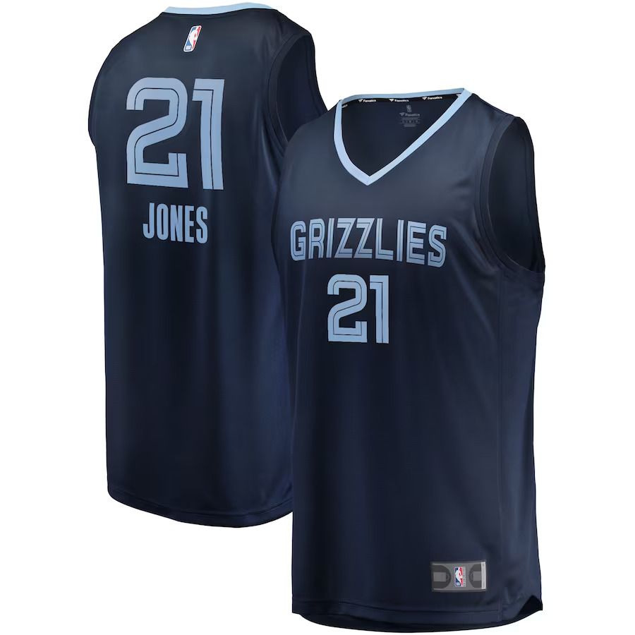 Men Memphis Grizzlies #21 Tyus Jones Fanatics Branded Navy Fast Break Player NBA Jersey